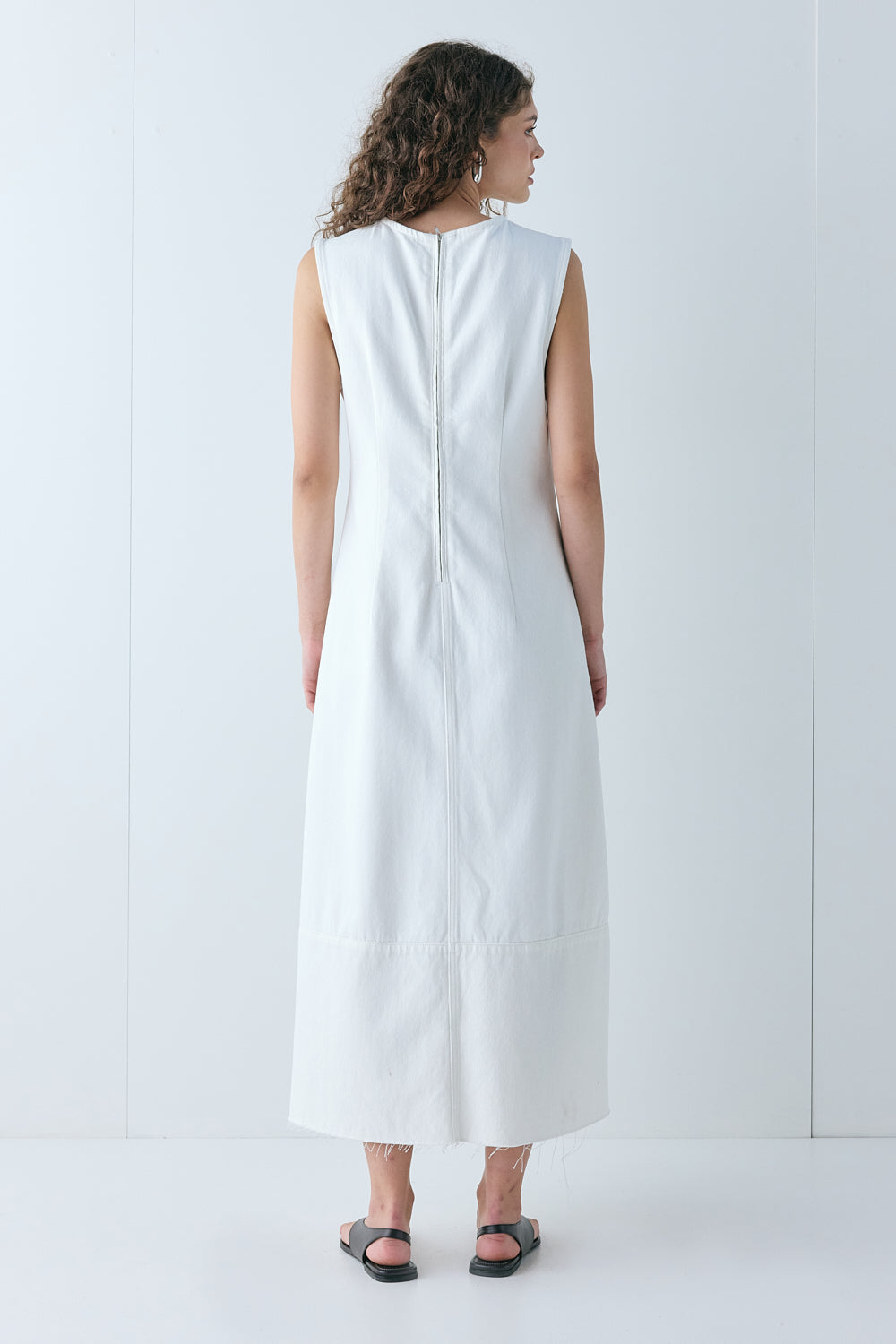 Lolita Denim Midi Dress White