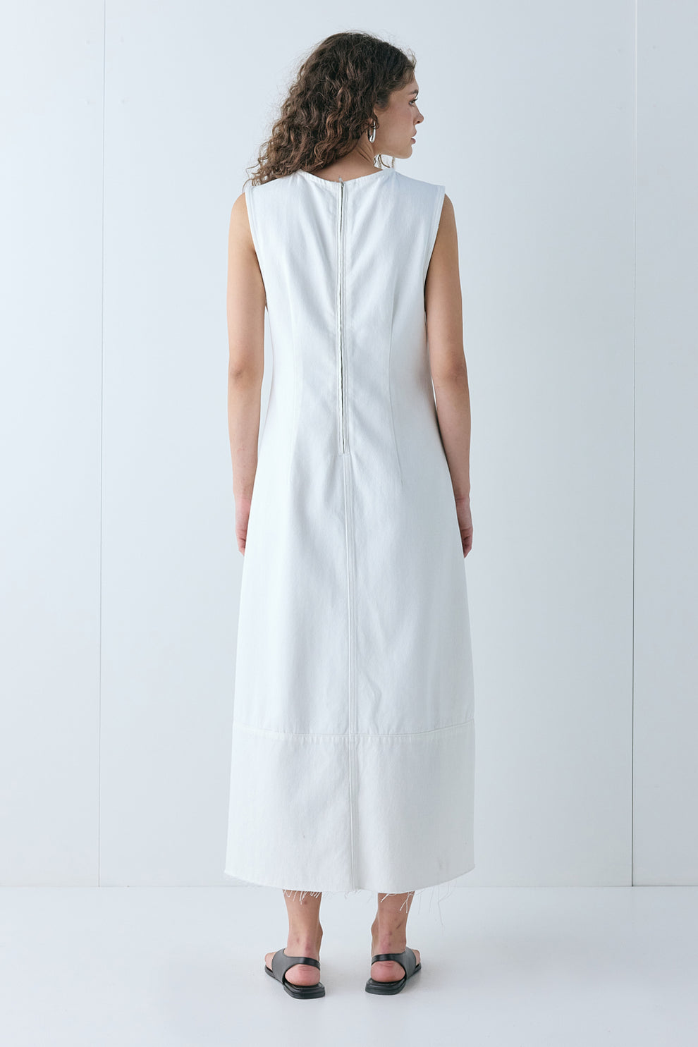 Lolita Denim Midi Dress White