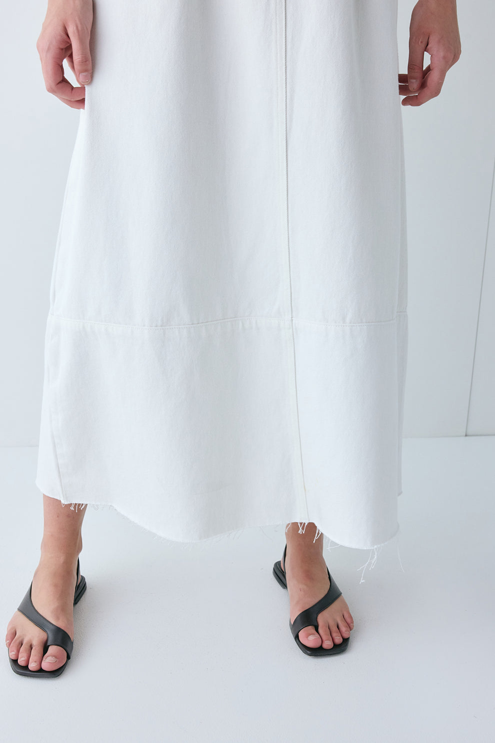 Lolita Denim Midi Dress White