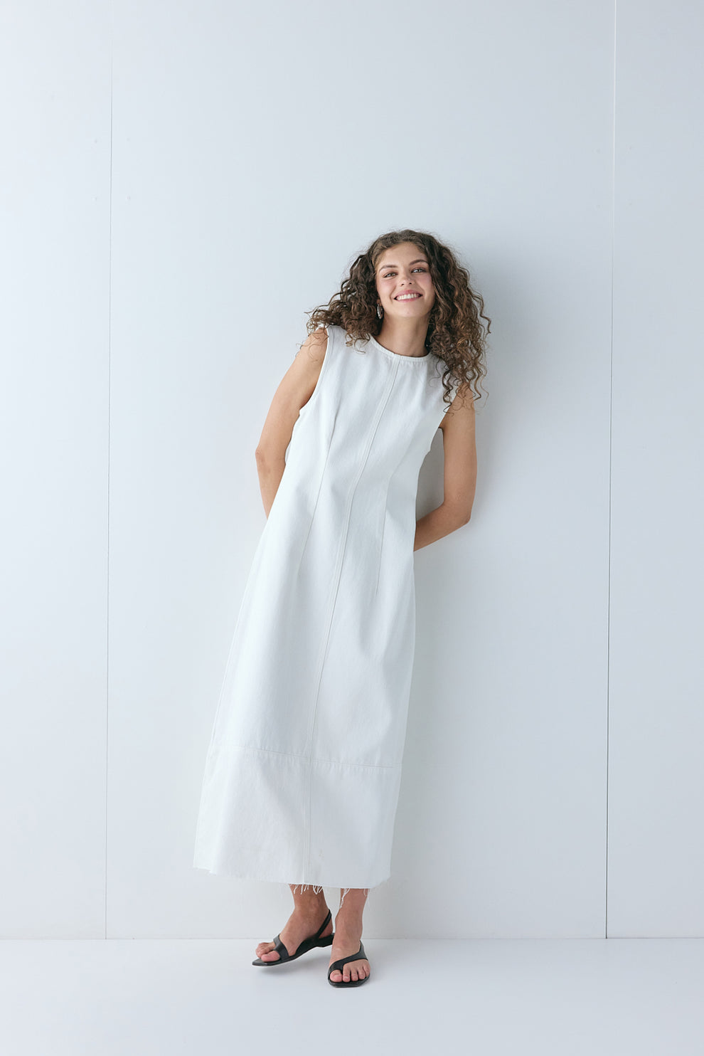 Lolita Denim Midi Dress White