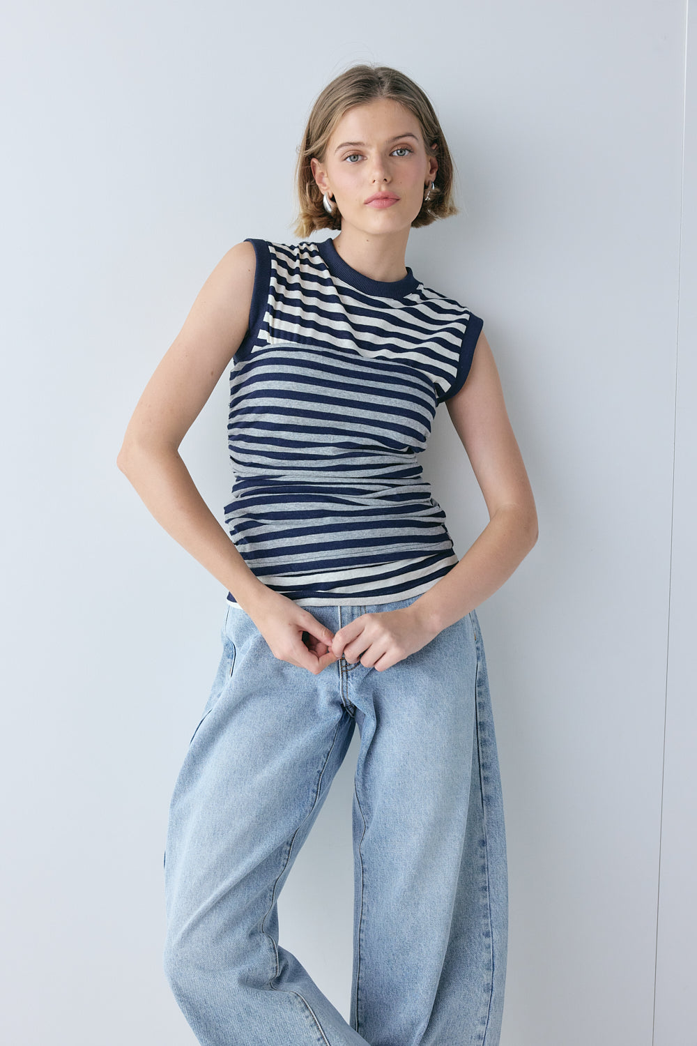 Dominique Top Navy Stripe 