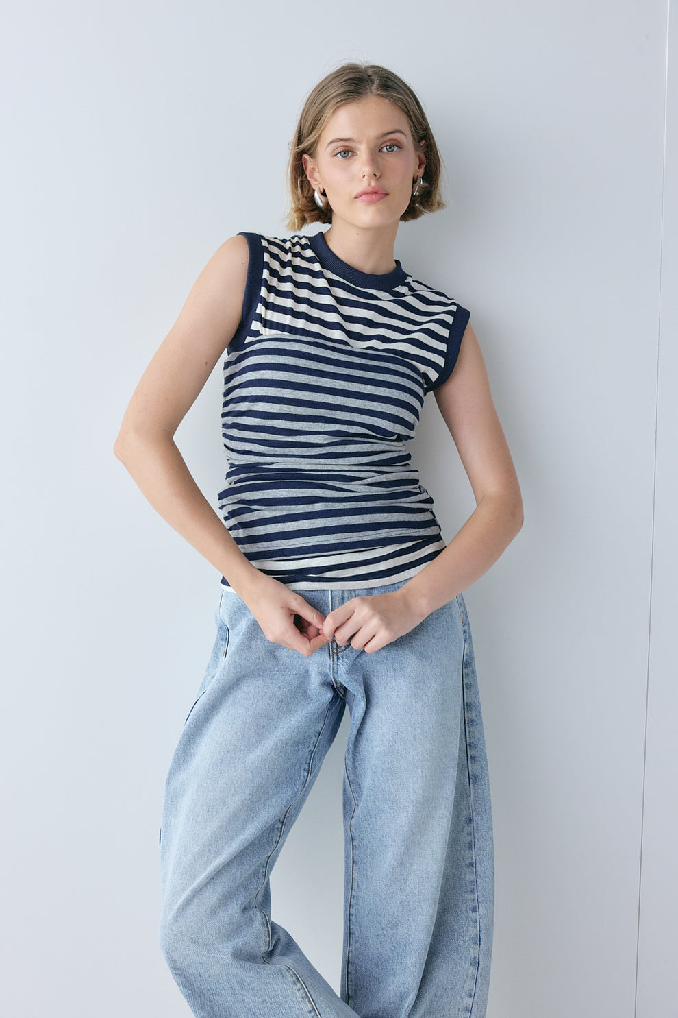 Dominique Top Navy Stripe 