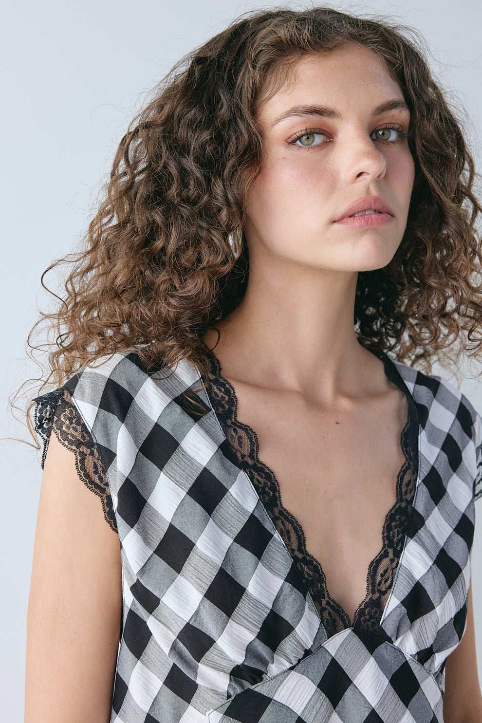 Flores Top Black Check