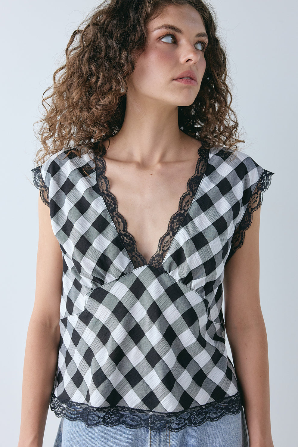 Flores Top Black Check