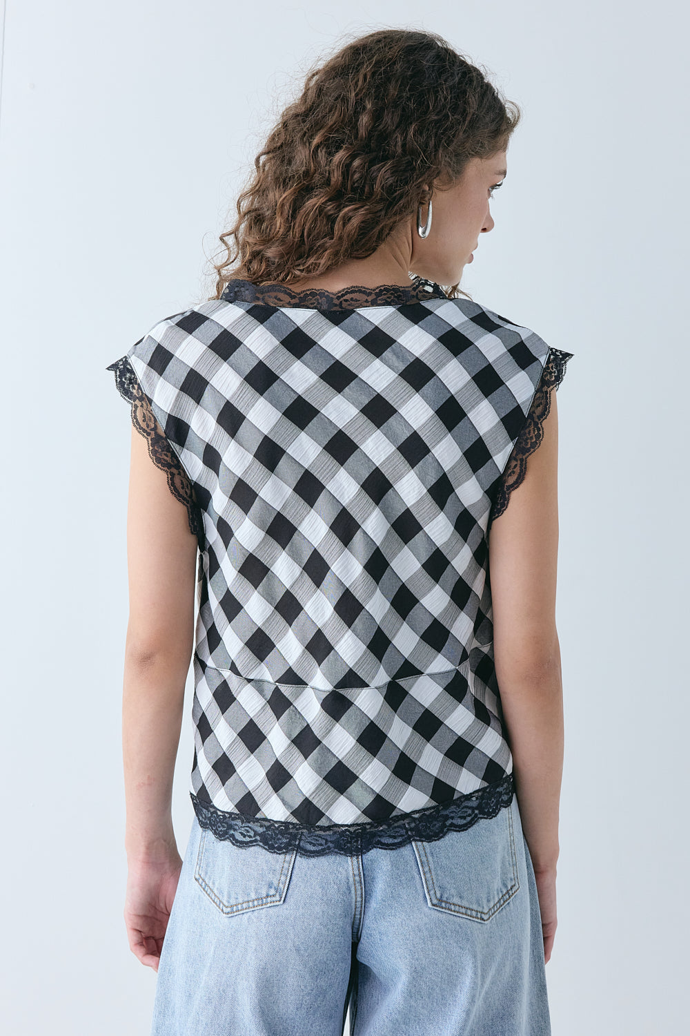 Flores Top Black Check