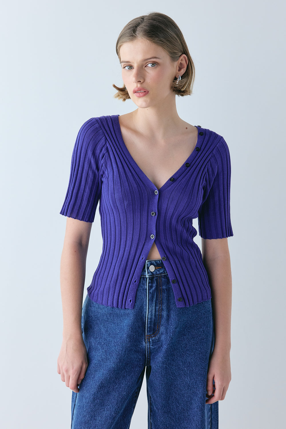 Elisa Knit Top Purple - size:Aria:S