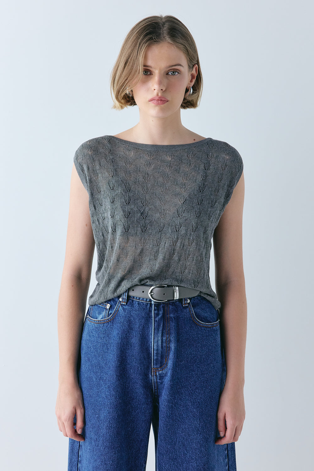 Bria Knit Top Charcoal - size:Aria:S