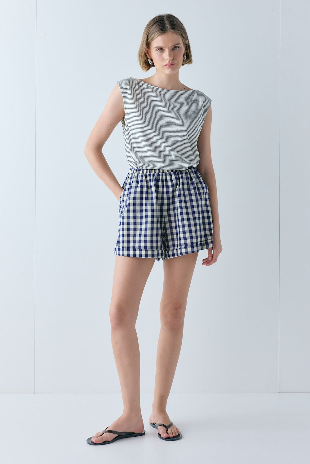 Freda Shorts Navy Check - size:Aria:AU 6 / US 2