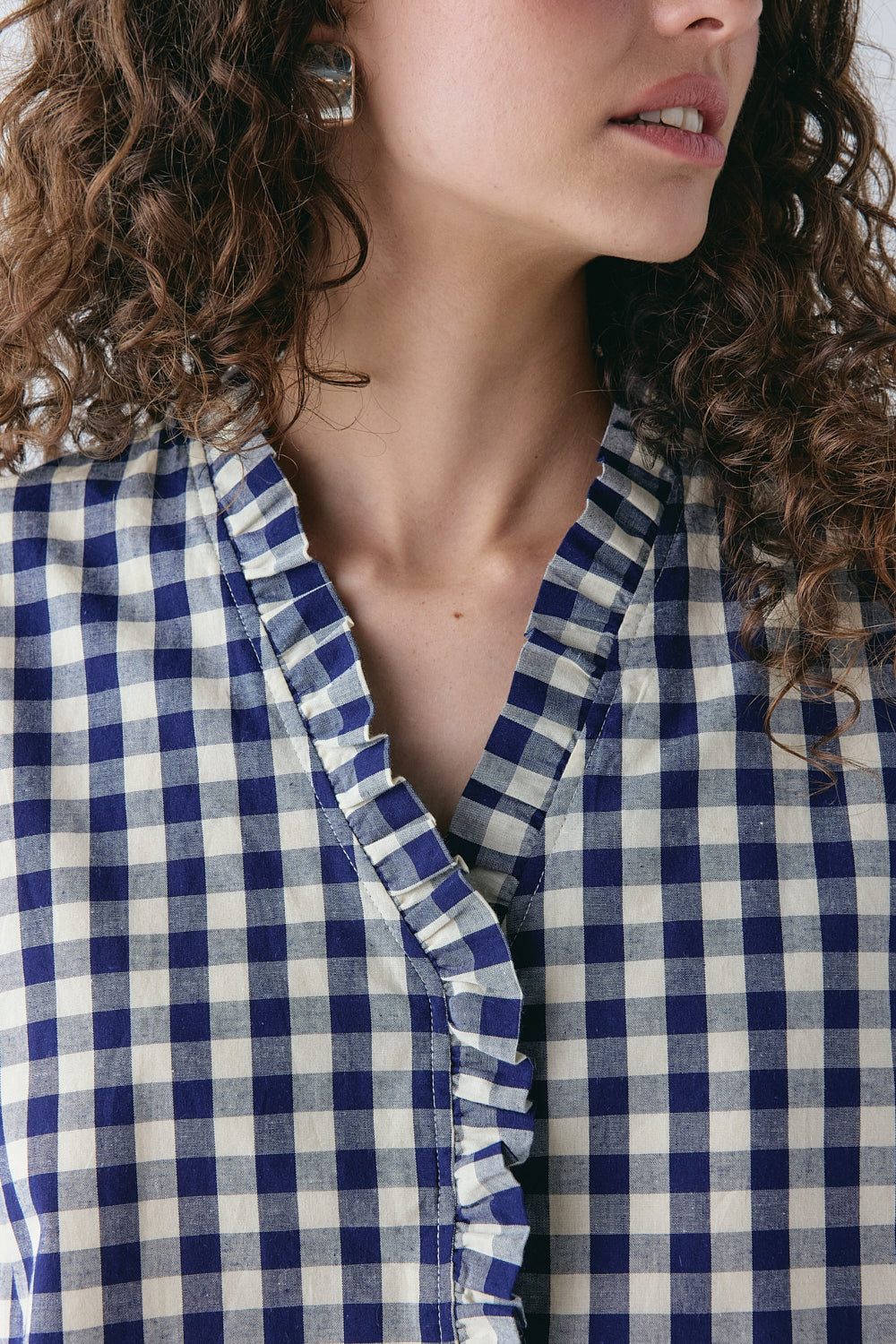 Phoebe Vest Top Navy Check 