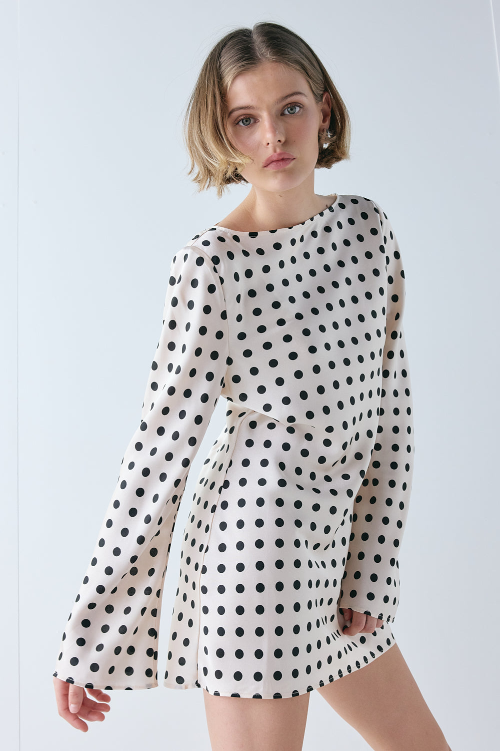 Valentine Satin Mini Dress Polka Dot