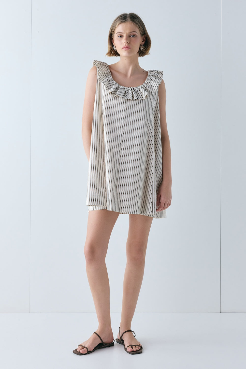 Inga Mini Dress Chocolate Stripe - size:Aria:AU 6 / US 2