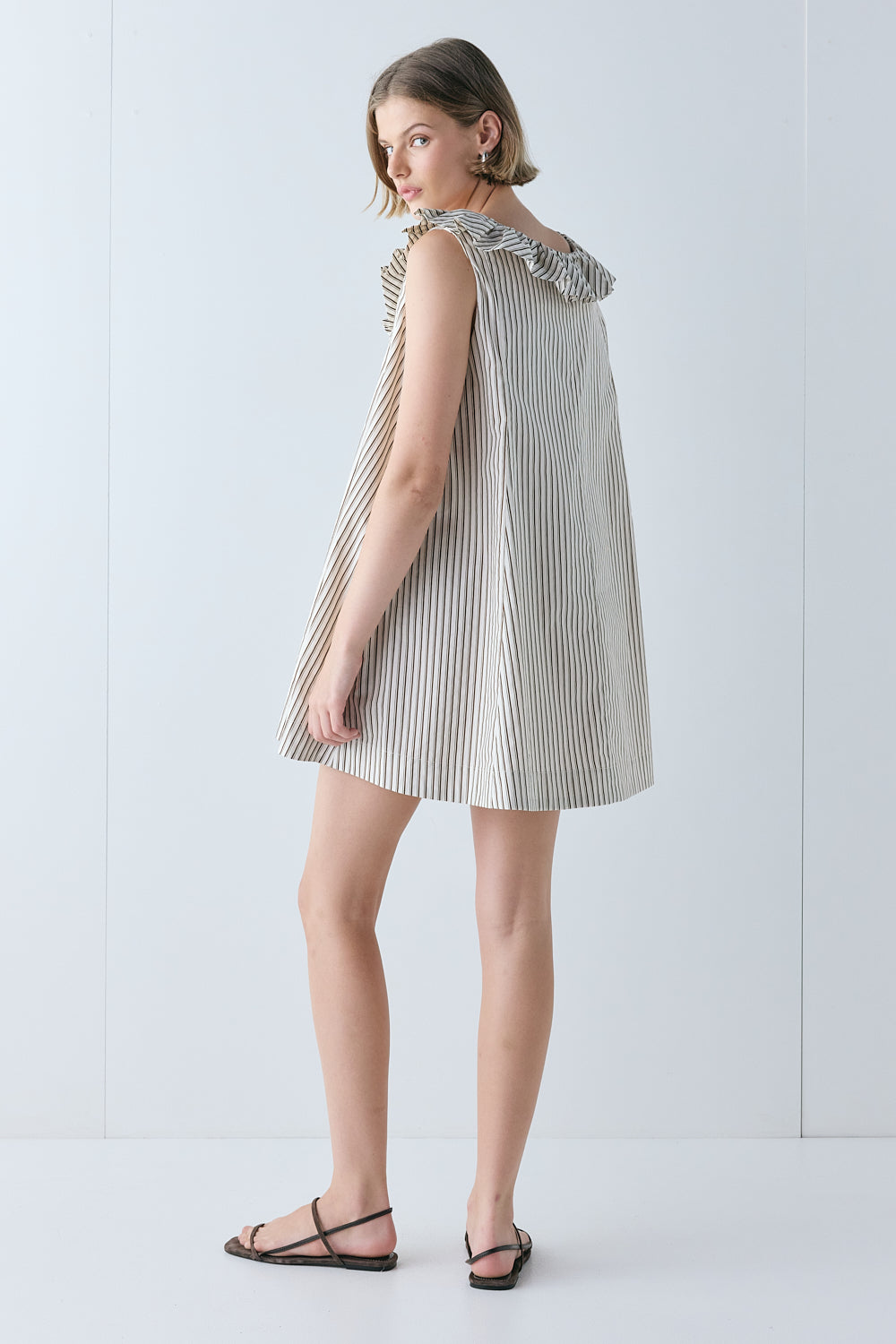 Inga Mini Dress Chocolate Stripe 