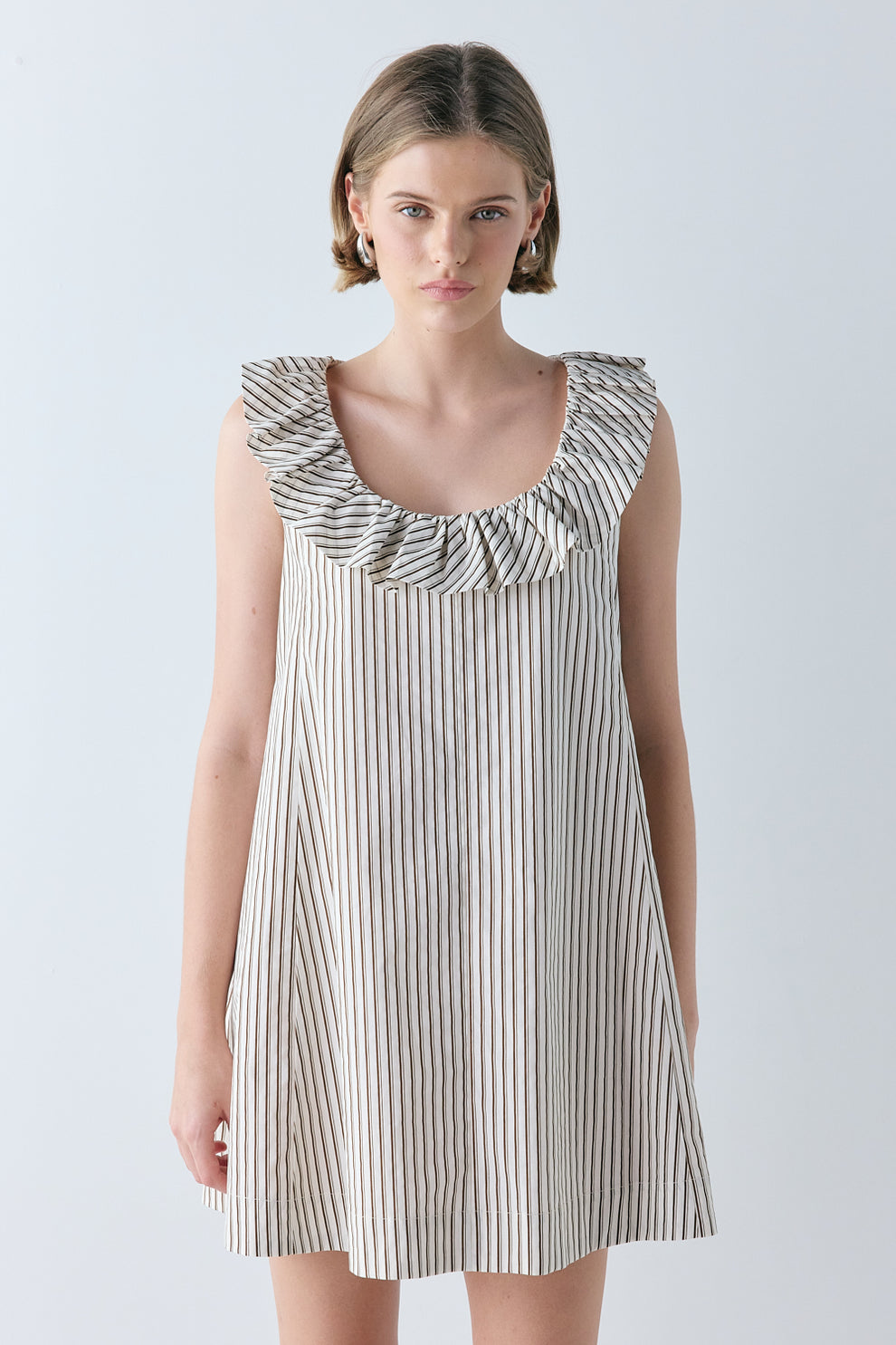 Inga Mini Dress Chocolate Stripe 