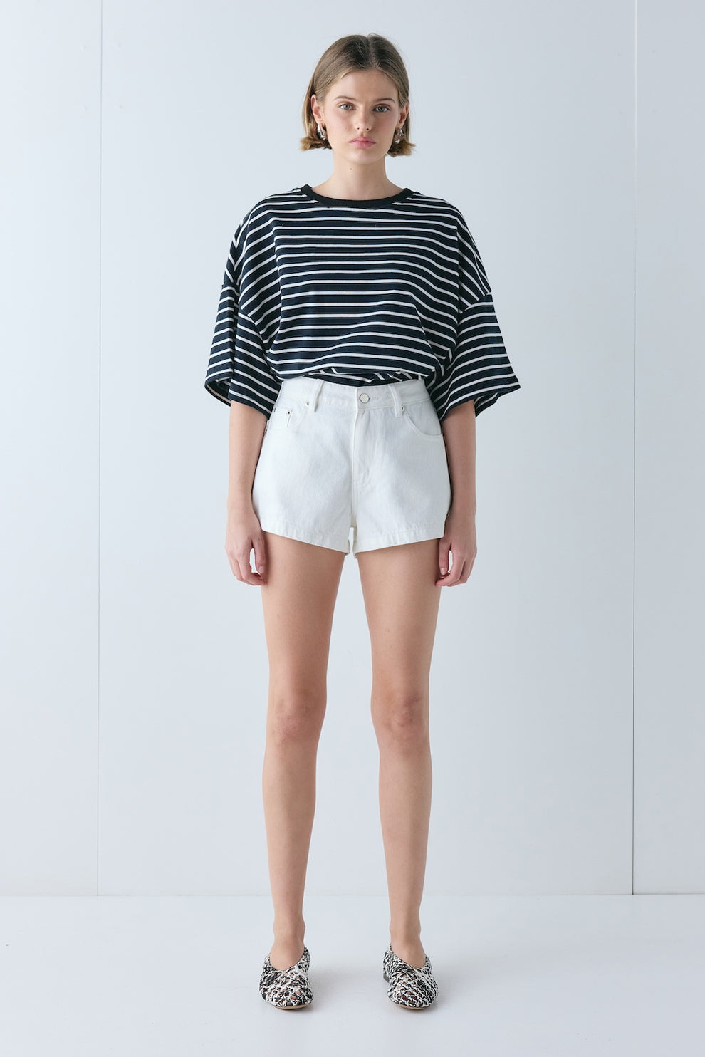 Claudie Denim Shorts White
