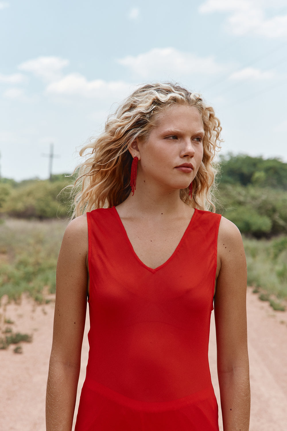 Winona Sheer Midi Dress Red - size:Anna:AU 8 / US 4
