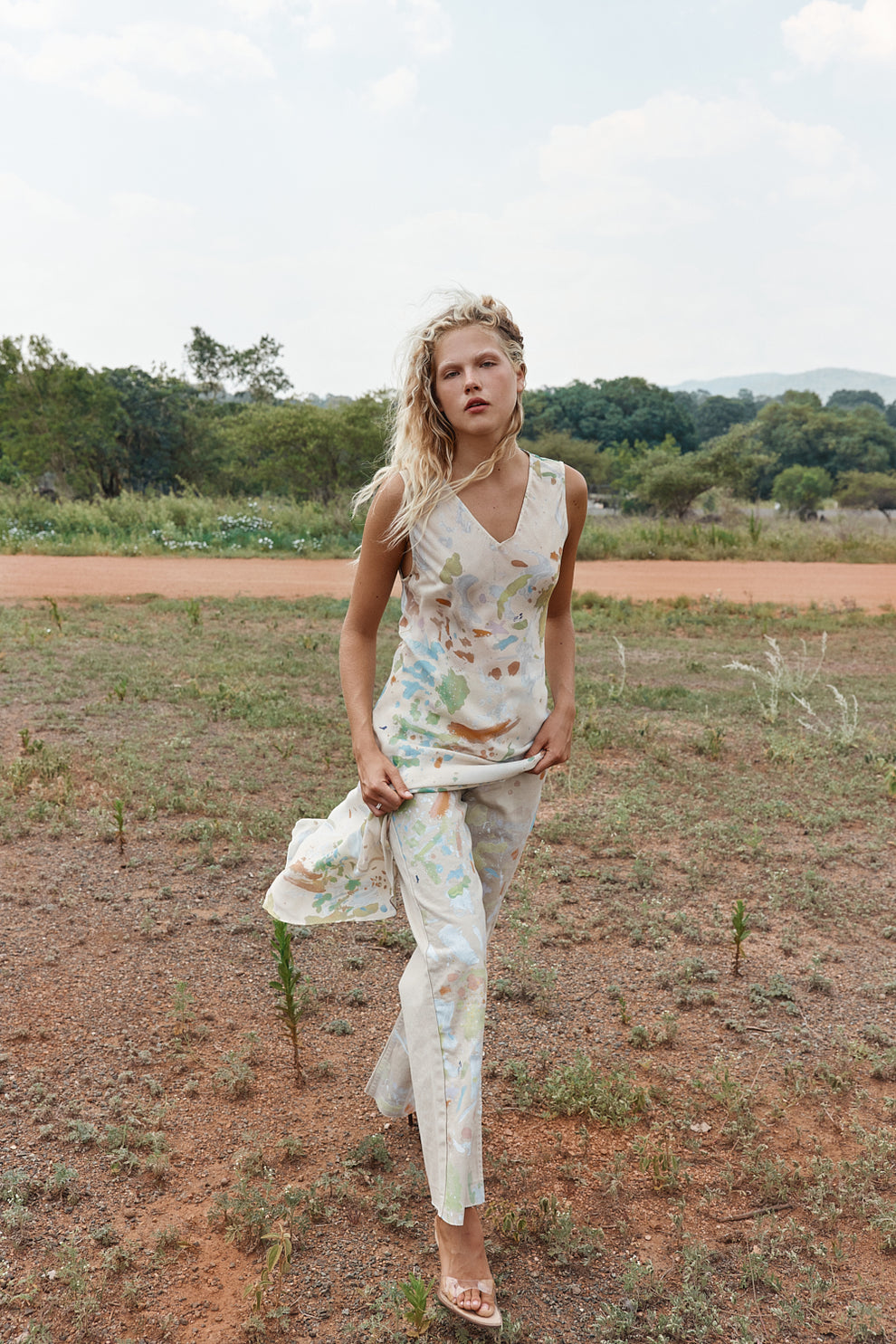 Winona Sheer Midi Dress Canvas - size:Anna:AU 8 / US 4
