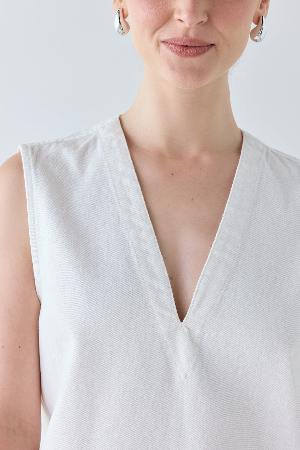 Muni Denim Tunic Top White