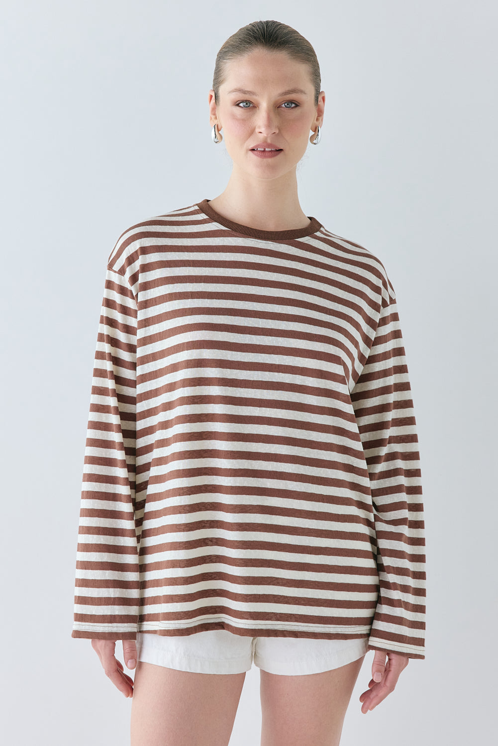 Willow Long Sleeve Tee Brown Stripe - size:Justine:AU 8 / US 4