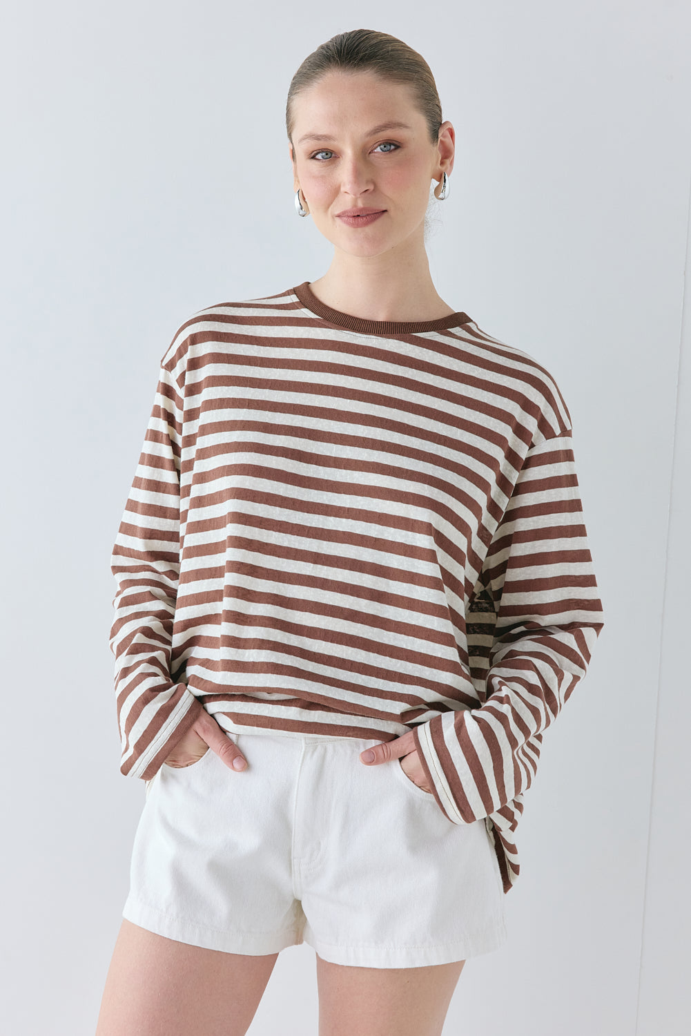 Willow Long Sleeve Tee Brown Stripe