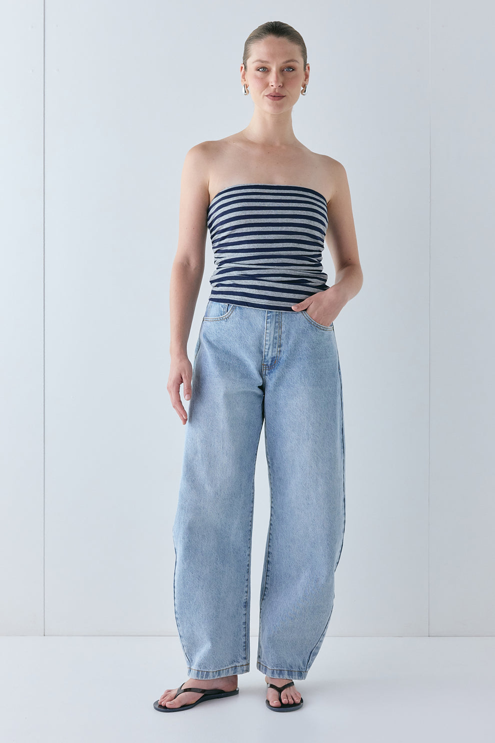 Dominique Top Navy Stripe 