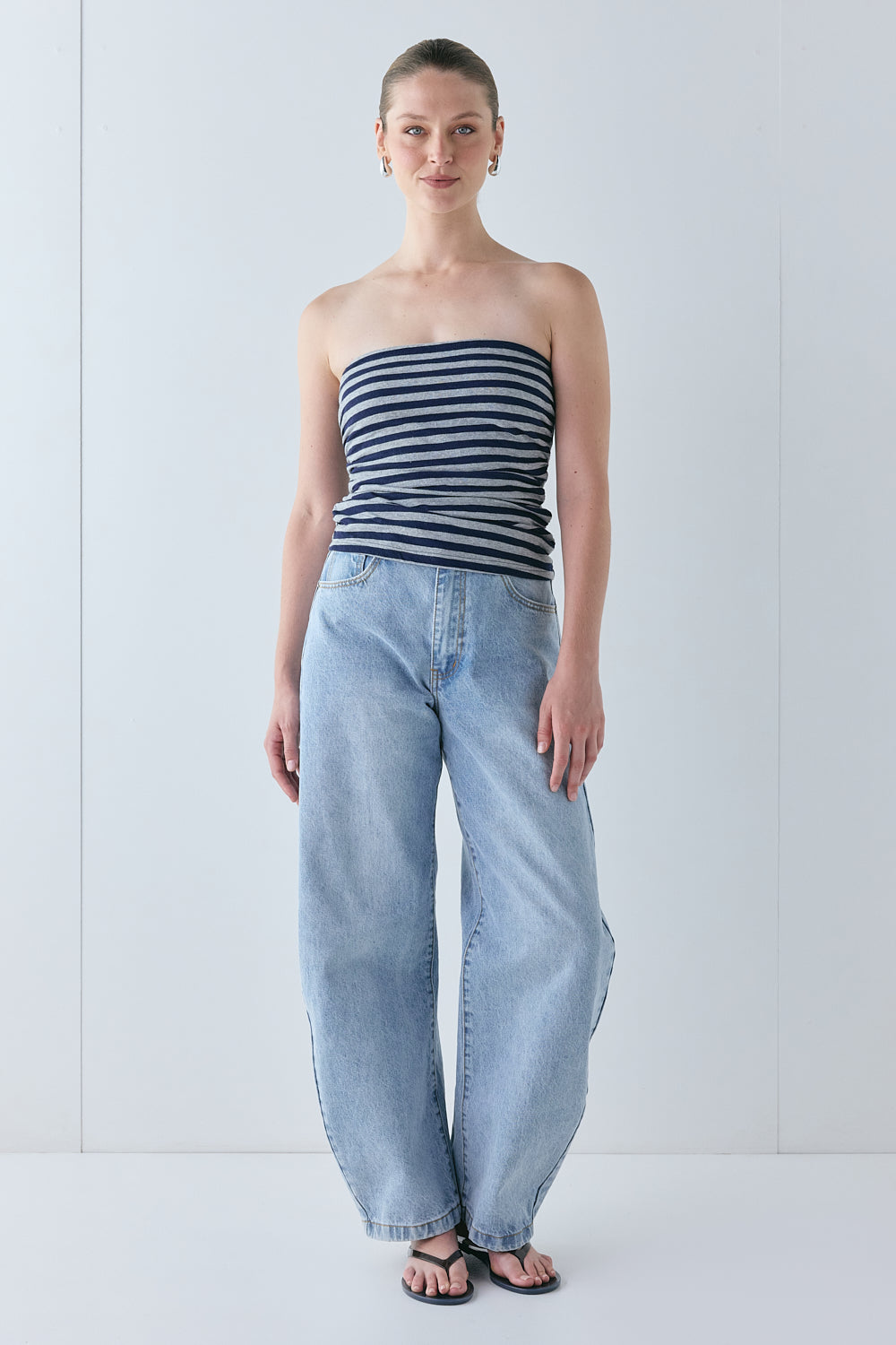 Dominique Top Navy Stripe 