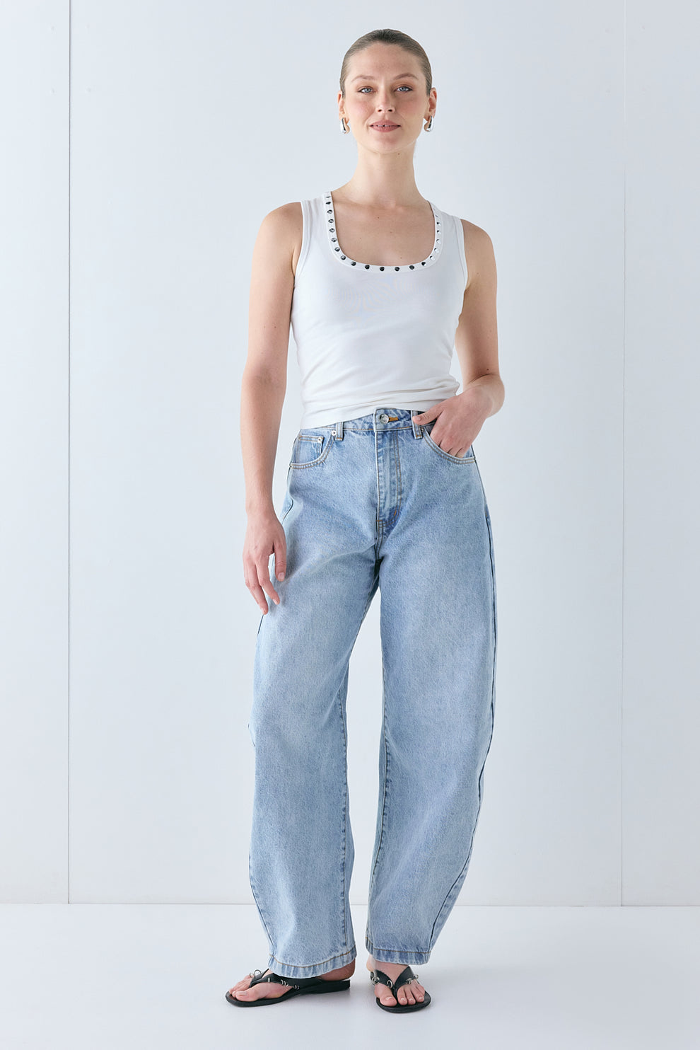 Cora Studded Tank White