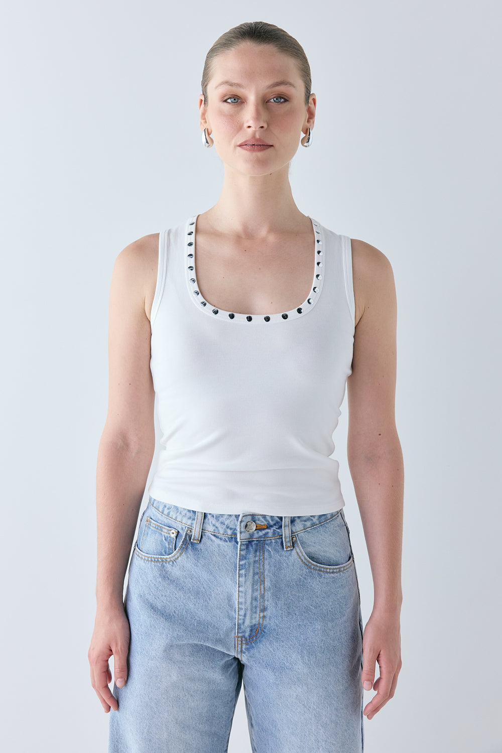 Cora Studded Tank White