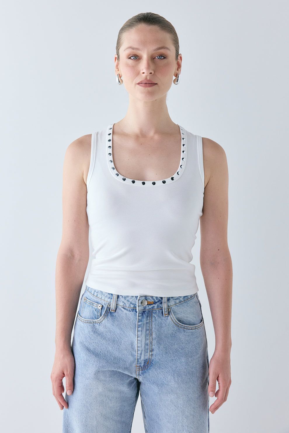 Cora Studded Tank White
