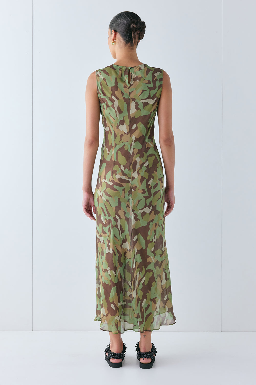 Francesca Sheer Maxi Dress Camo