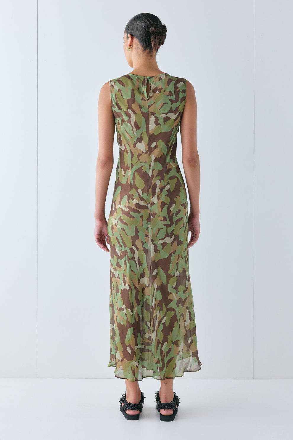 Francesca Sheer Maxi Dress Camo