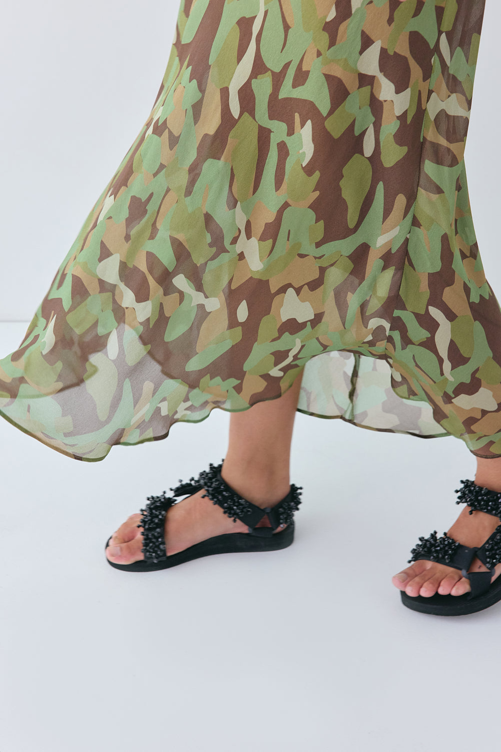 Francesca Sheer Maxi Dress Camo
