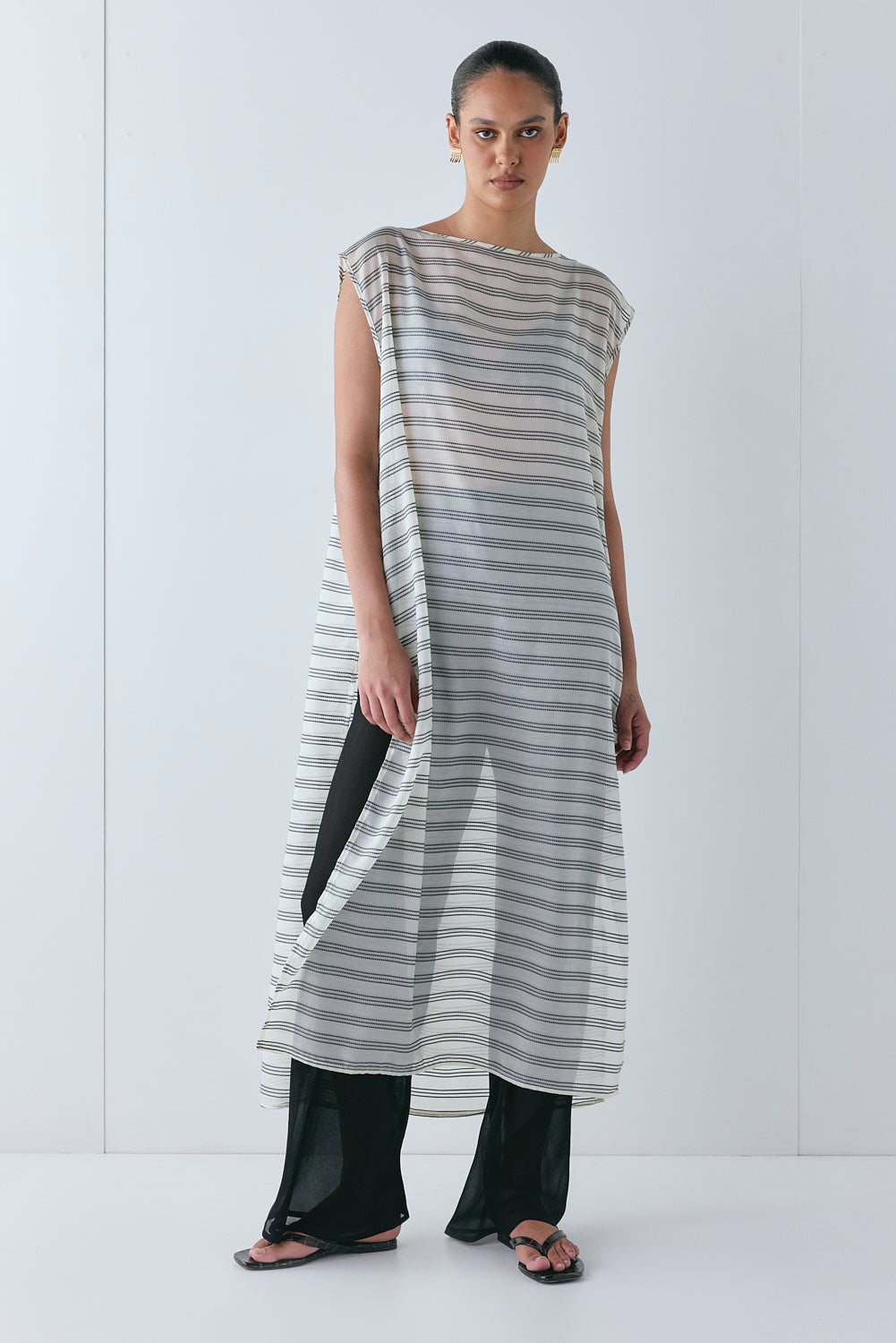 Solaire Sheer Maxi Dress Stripe - size:Em:AU 6 / US 2