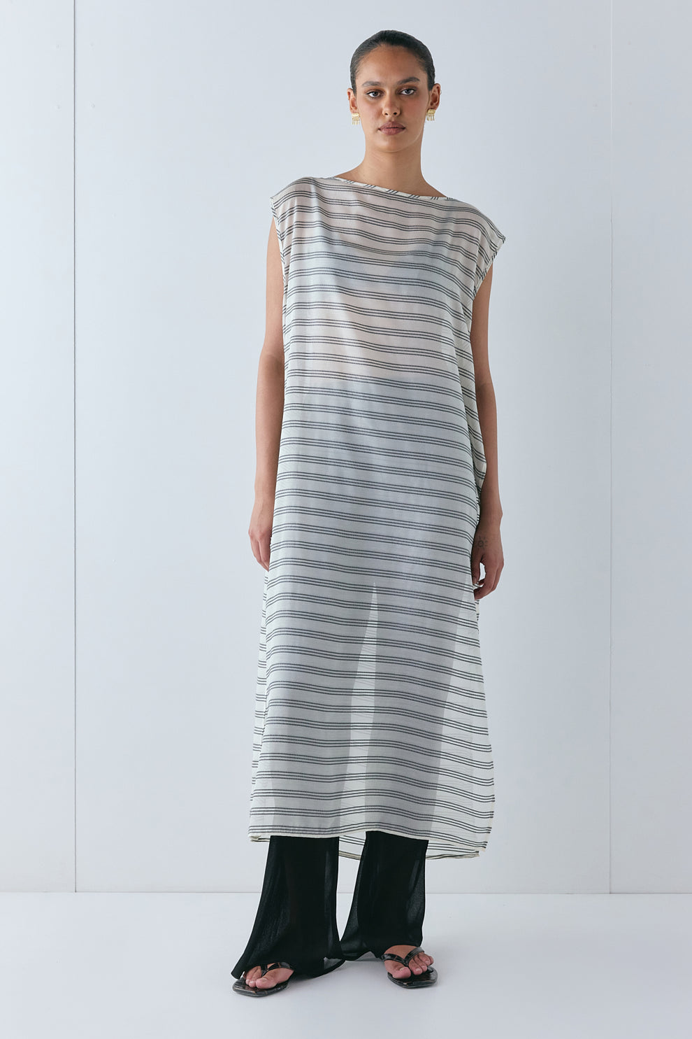 Solaire Sheer Maxi Dress Stripe