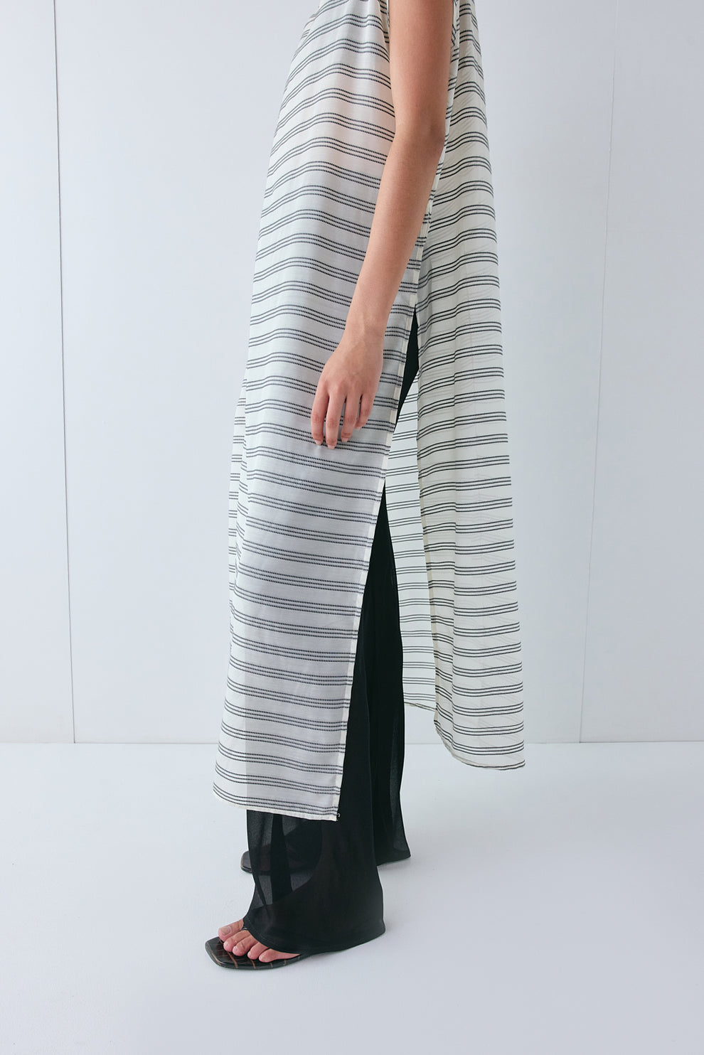 sheer stripe maxi dress Inka Sheer Striped Maxi Dress