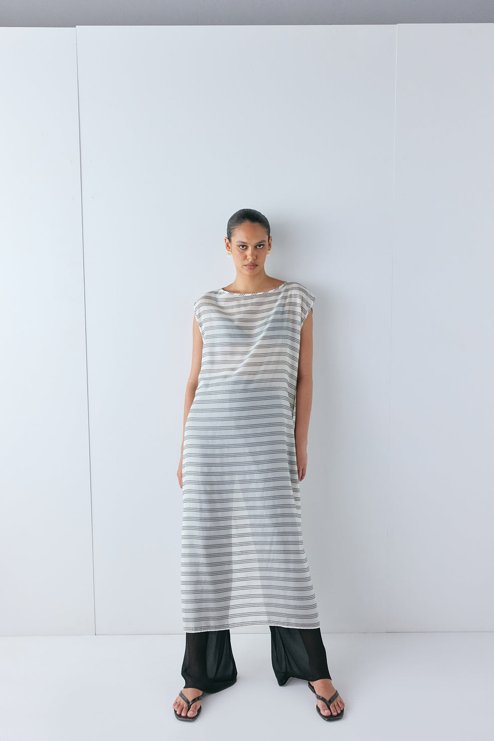 Solaire Sheer Maxi Dress Stripe