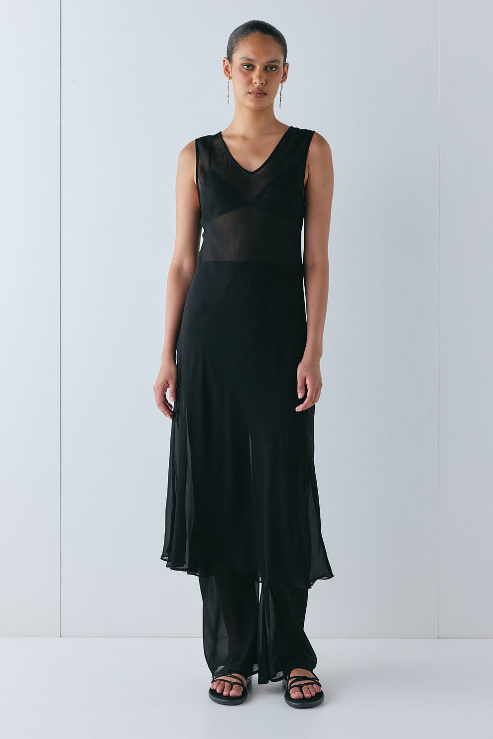 Winona Sheer Midi Dress Black - size:Em:AU 6 / US 2
