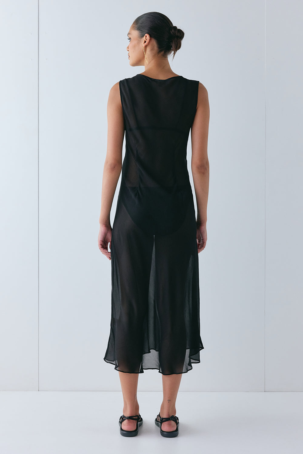 Winona Sheer Midi Dress Black 