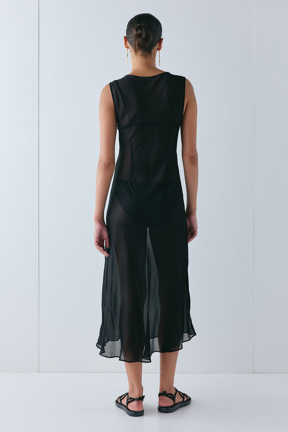 Winona Sheer Midi Dress Black 