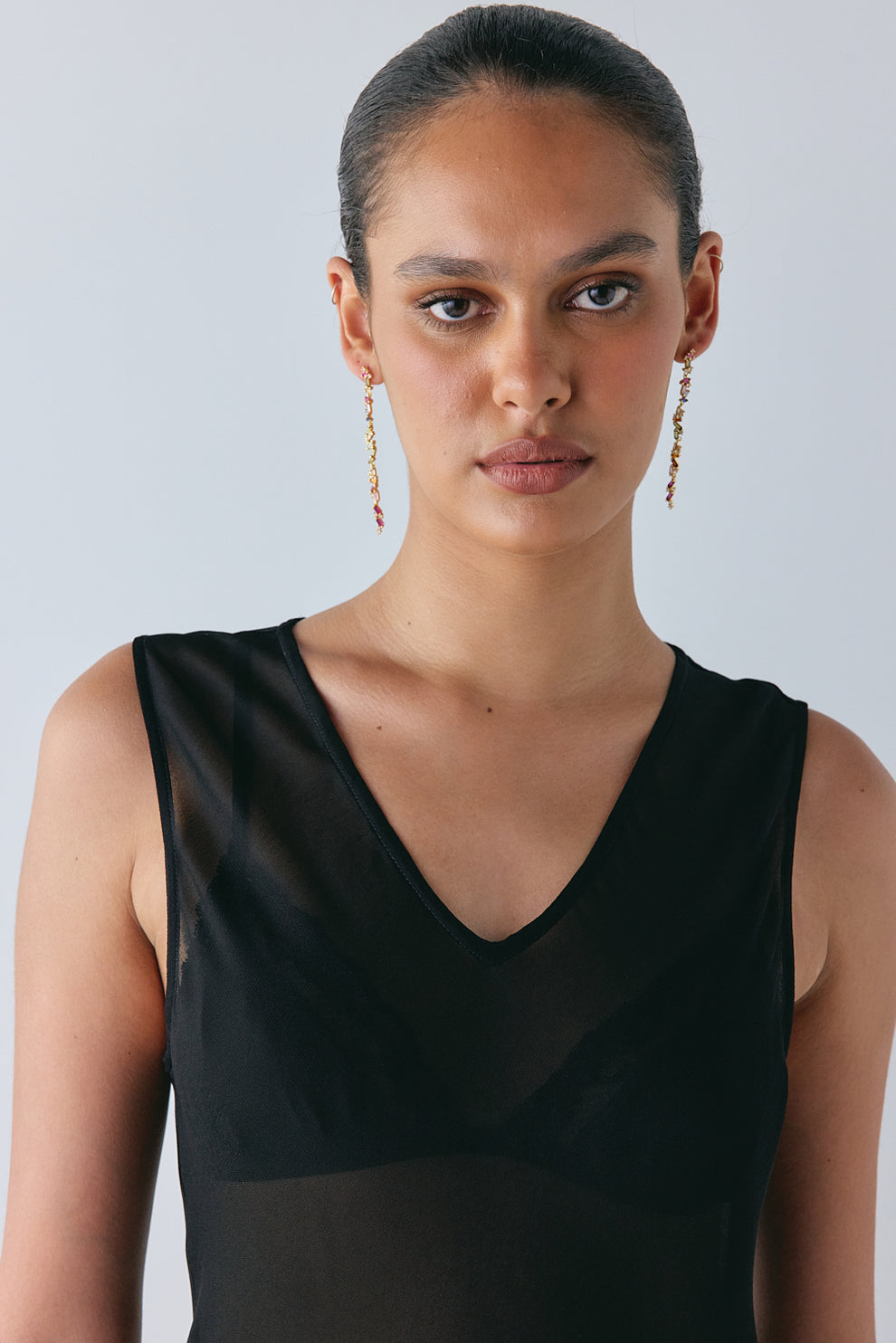 Winona Sheer Midi Dress Black 