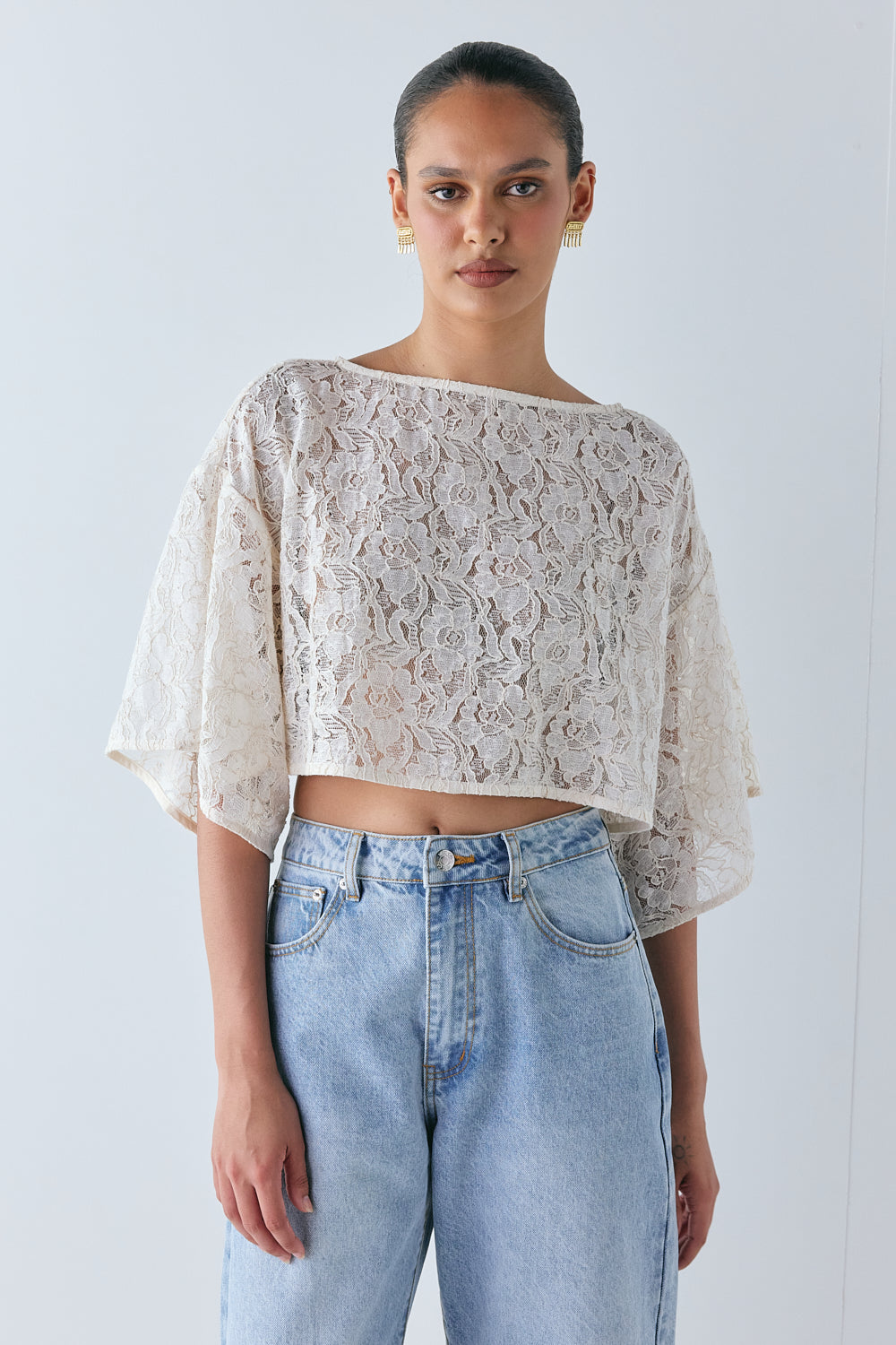 Alix Lace Top Cream - size:Em:AU 6 / US 2