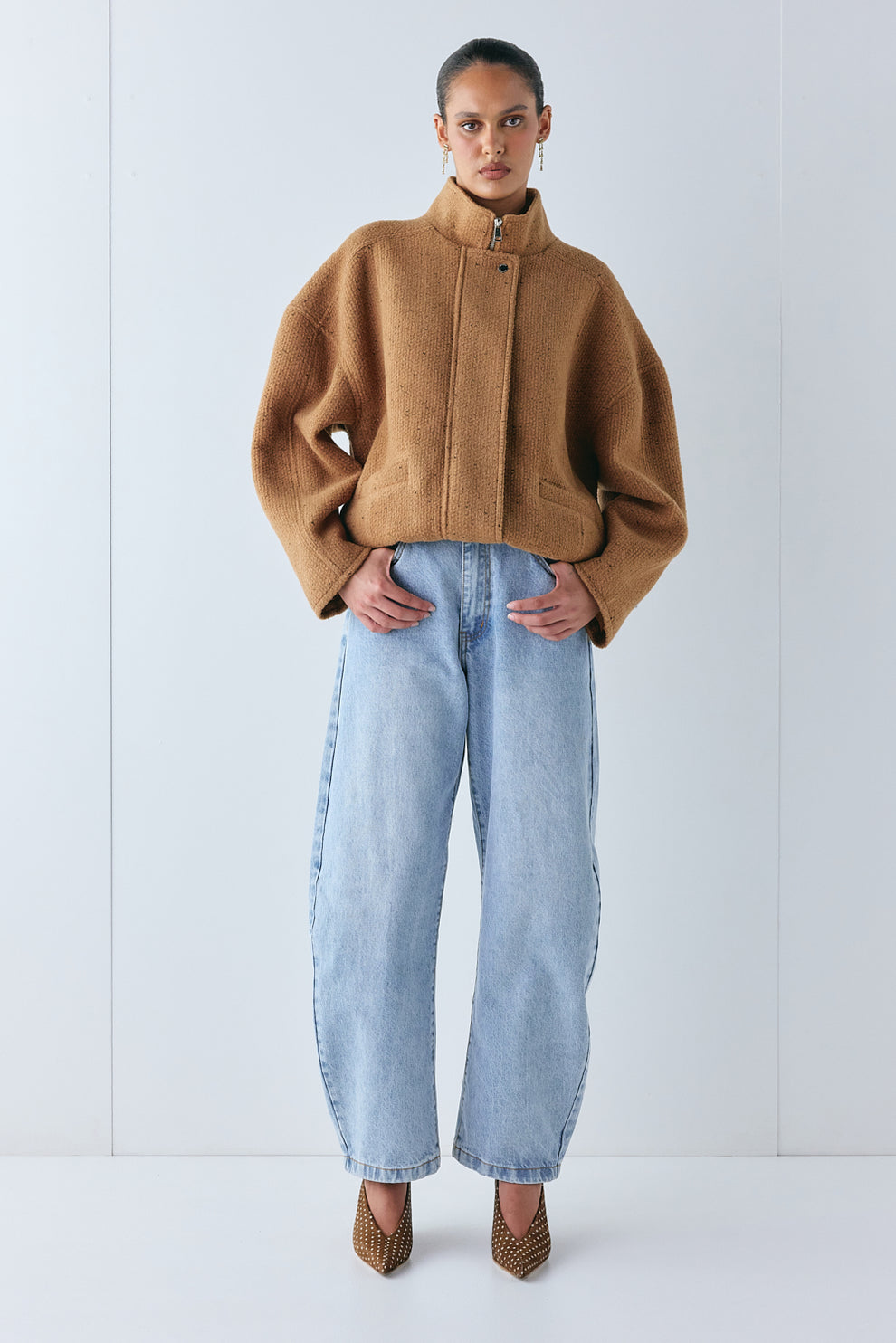 Lennon Bomber Jacket Tan - size:Em:AU 6 / US 2