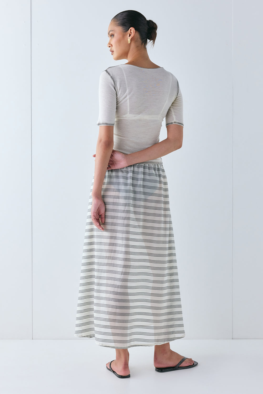 Solara Sheer Midi Skirt Stripe