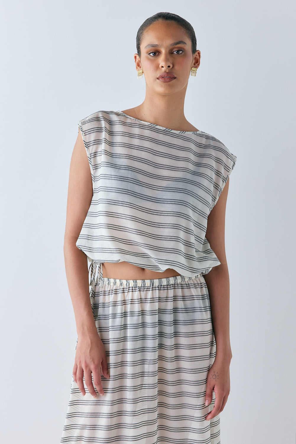 Nicola Sheer Top Stripe - size:Em:AU 6 / US 2