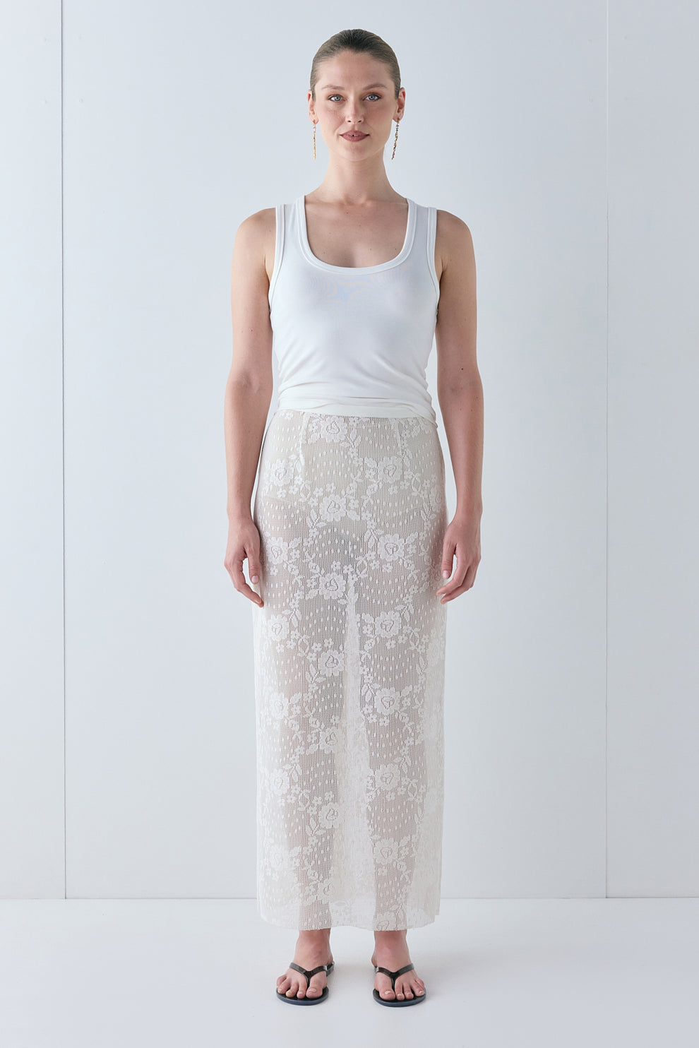 Devyn Lace Midi Skirt Cream - size:Justine:AU 8 / US 4