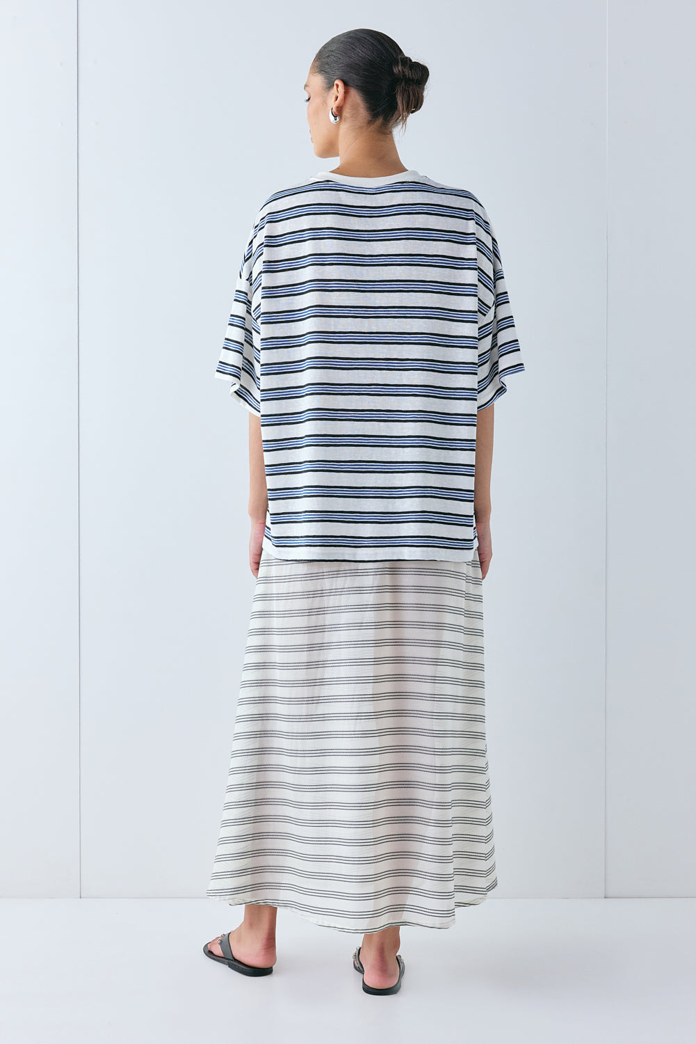 Solara Sheer Midi Skirt Stripe