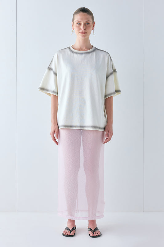 Devyn Sheer Midi Skirt Powder Pink - size:Justine:AU 8 / US 4