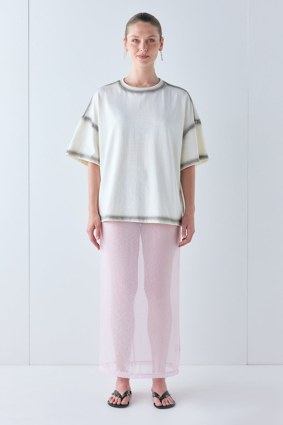 Devyn Sheer Midi Skirt Powder Pink - size:Justine:AU 8 / US 4