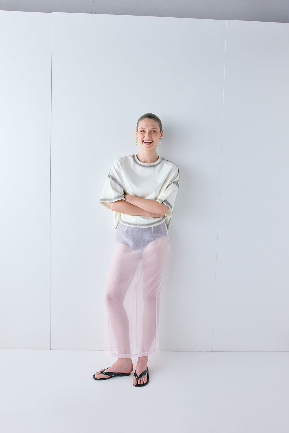 Devyn Sheer Midi Skirt Powder Pink