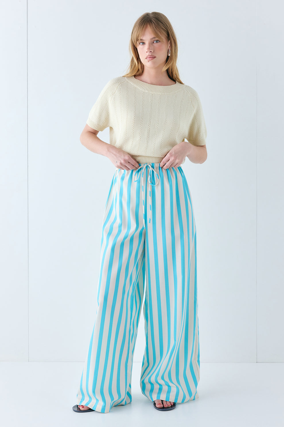 Olive Knit Top Cream