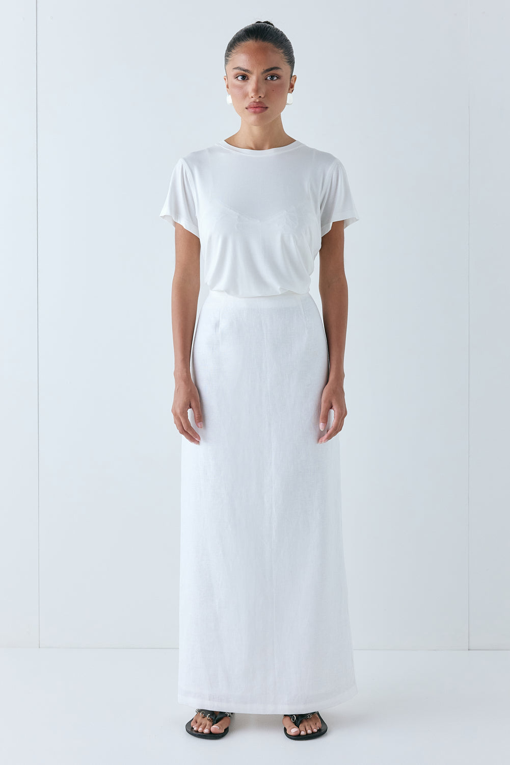 Violette Linen Midi Skirt White - size:Keilani :AU 4 / US 0
